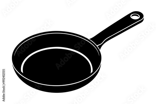 Frypan silhouette vector, Frying pan icon, Skillet silhouette