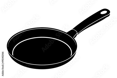 Frying pan silhouette, Skillet vector illustration, Frying pan icon
