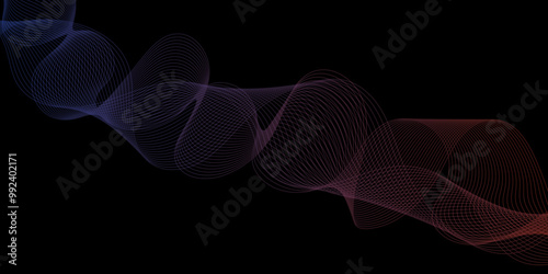 Abstract orange wavy lines Digital frequency track equalizer background. Curved wave smooth stripe seamless pattern. Dark wavered modern style premium presentation background. 