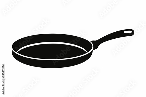 Frying pan silhouette, Skillet vector illustration, Frying pan icon
