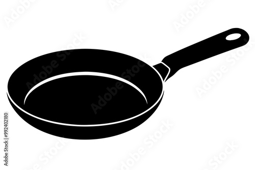 Frying pan silhouette, Skillet vector illustration, Frying pan icon
