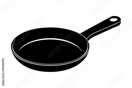 Frying pan silhouette, Skillet vector illustration, Frying pan icon
