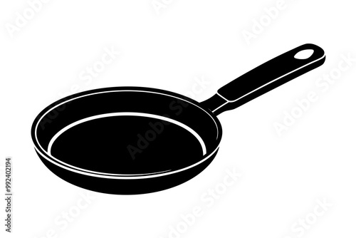 Frying pan silhouette, Skillet vector illustration, Frying pan icon
