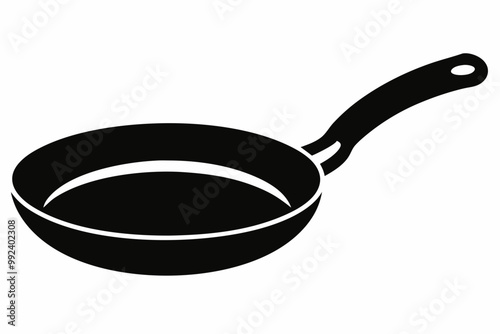 Frying pan silhouette, Skillet vector illustration, Frying pan icon
