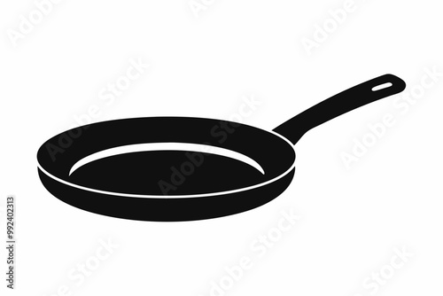 Frying pan silhouette, Skillet vector illustration, Frying pan icon
