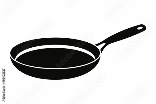 Frying pan silhouette, Skillet vector illustration, Frying pan icon
