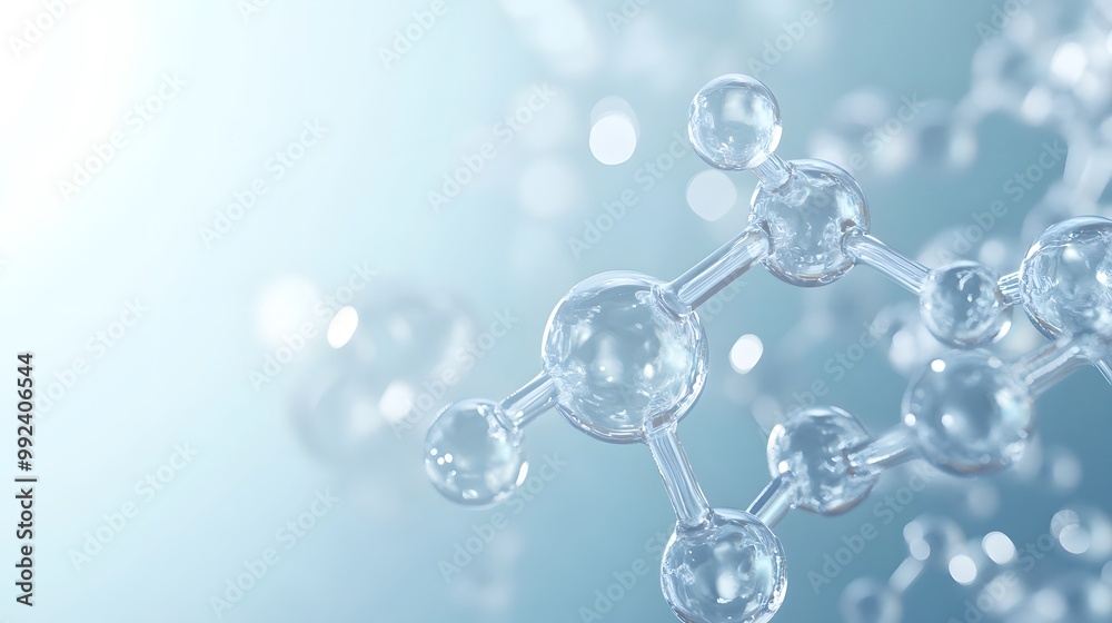 A Close-Up View of a Crystal Molecule Model Against a Blurred Blue Background A Close-Up View of a Crystal Molecule Model Against a Blurred Blue Background