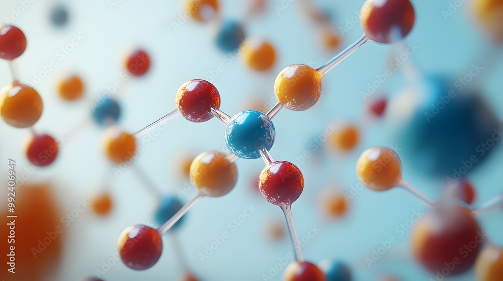 Colorful Molecular Structure with Transparent Bonds Colorful Molecular Structure with Transparent Bonds