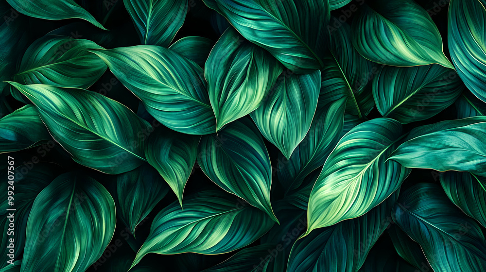 Close-Up View of Lush Green Leaves with Intricate Veins, Providing a Natural and Vibrant Texture for Backgrounds or Design Elements.