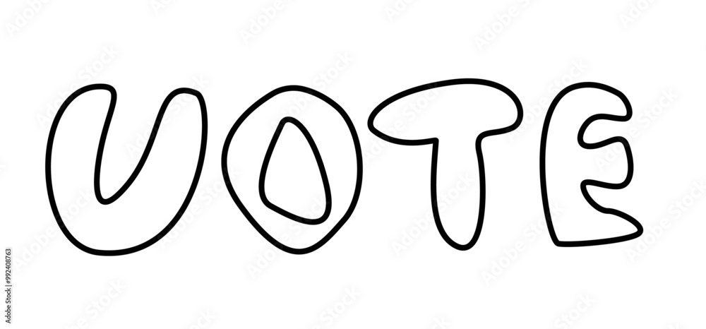 Vote doodle outline white word Vote doodle outline white word