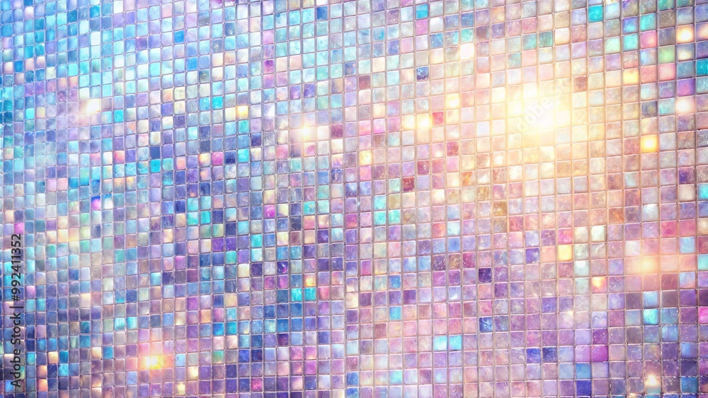 A Wall of Multicolored Tiles Shimmering with Subtle Glow and Hints of Iridescent Reflections A Wall of Multicolored Tiles Shimmering with Subtle Glow and Hints of Iridescent Reflections