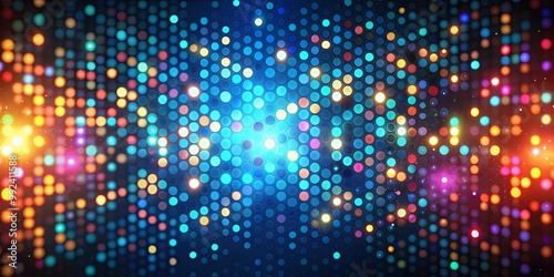 Wallpaper Mural Abstract Pattern of Bright Circles on a Blue Background with Glowing Lights Torontodigital.ca