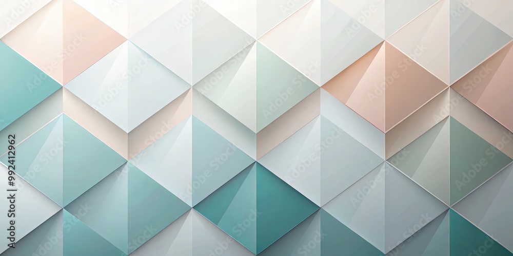 Abstract Geometric Pattern With Interlocking Triangles In Shades Of Teal, White, And Peach Abstract Geometric Pattern With Interlocking Triangles In Shades Of Teal, White, And Peach