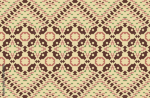 Saree Geometrical Patternfolk Embroidery, Aztec Geometric Ornament Print. Design for Carpet, Wallpaper, Clothing, Wrapping, Fabric