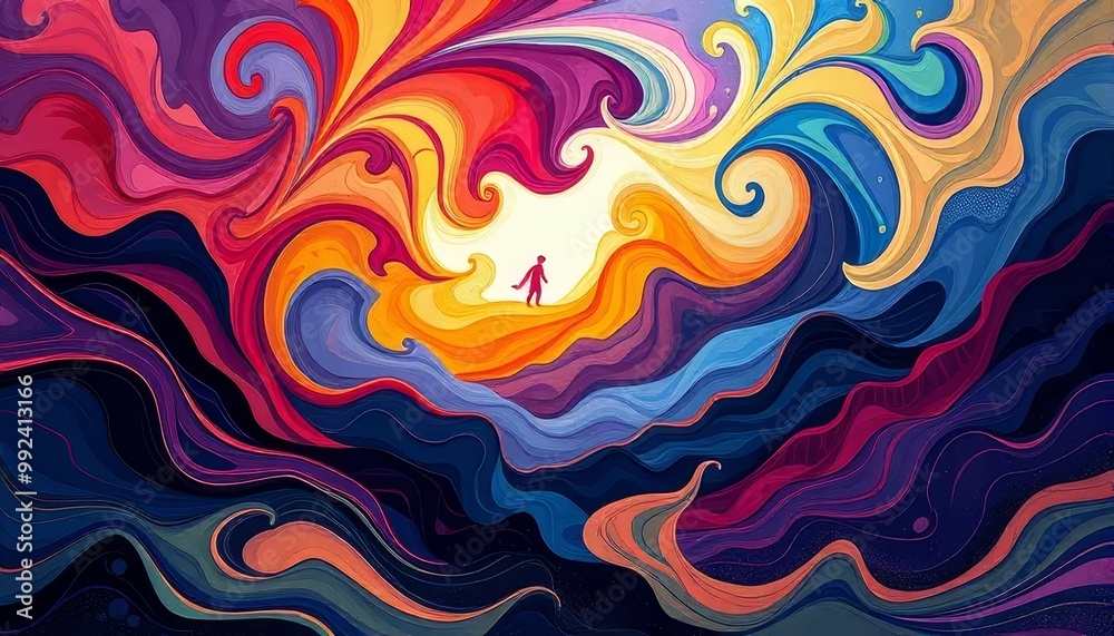 Abstract Cosmic Landscape and Avatar Composed Of Swirling Shapes And Vibrant Colors Abstract Cosmic Landscape and Avatar Composed Of Swirling Shapes And Vibrant Colors