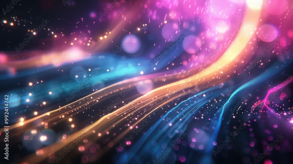 Abstract futuristic background with glowing neon with high speed wave lines and bokeh lights Abstract futuristic background with glowing neon with high speed wave lines and bokeh lights