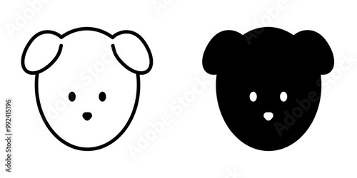 犬の顔のアイコンセット