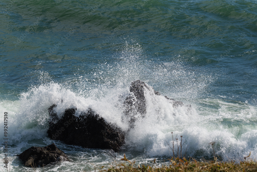 Fototapeta premium 霧多布岬の冬の荒波