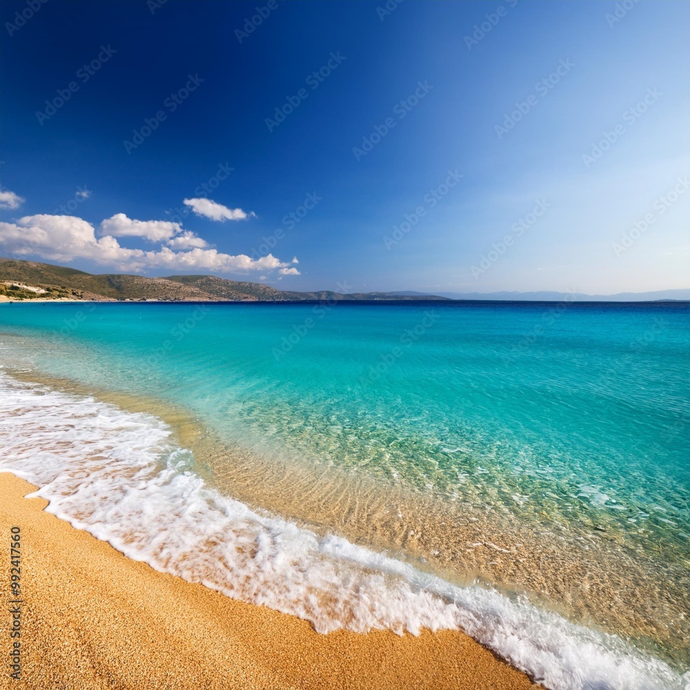 Golden Sands and Turquoise Waters of the Greek Islands, Aegean Sea Golden Sands and Turquoise Waters of the Greek Islands, Aegean Sea