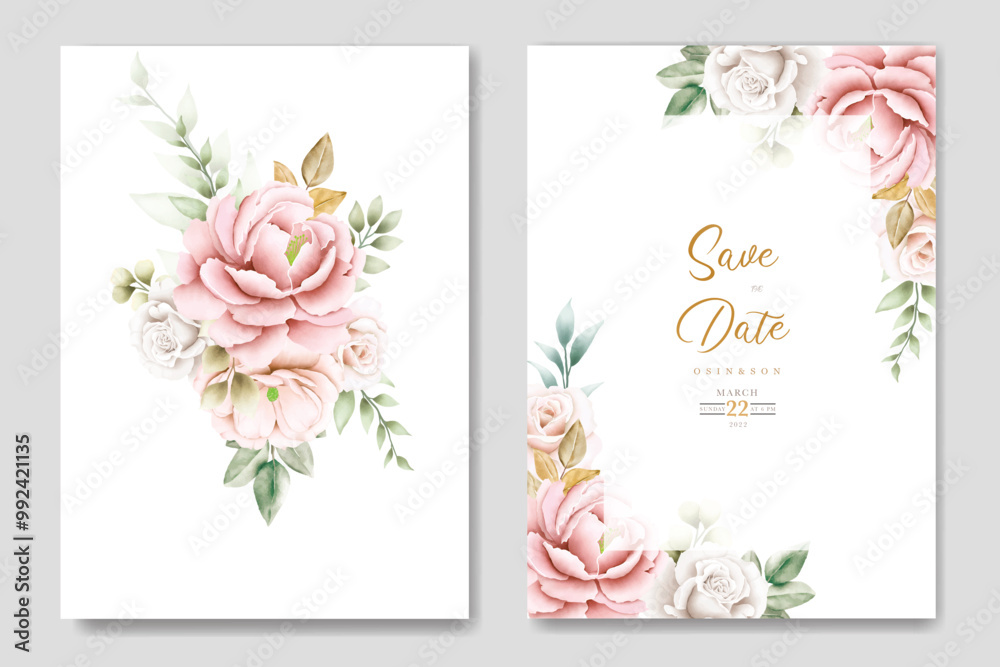 Elegant soft floral wedding invitation card template Elegant soft floral wedding invitation card template