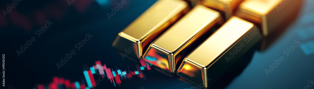 Gold Bars on Stock Market Chart Gold Bars on Stock Market Chart