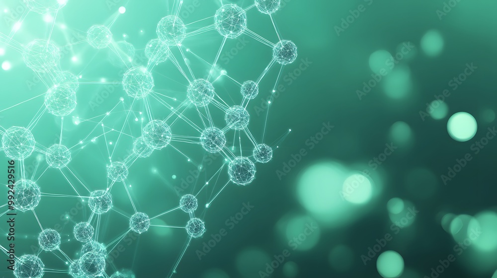 Abstract Green Sphere Network with Bokeh Background Abstract Green Sphere Network with Bokeh Background
