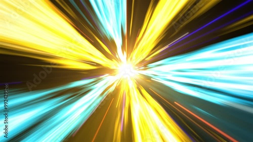 Lights Force Energy Background with yellow and blue energy force tunnel looped. photo