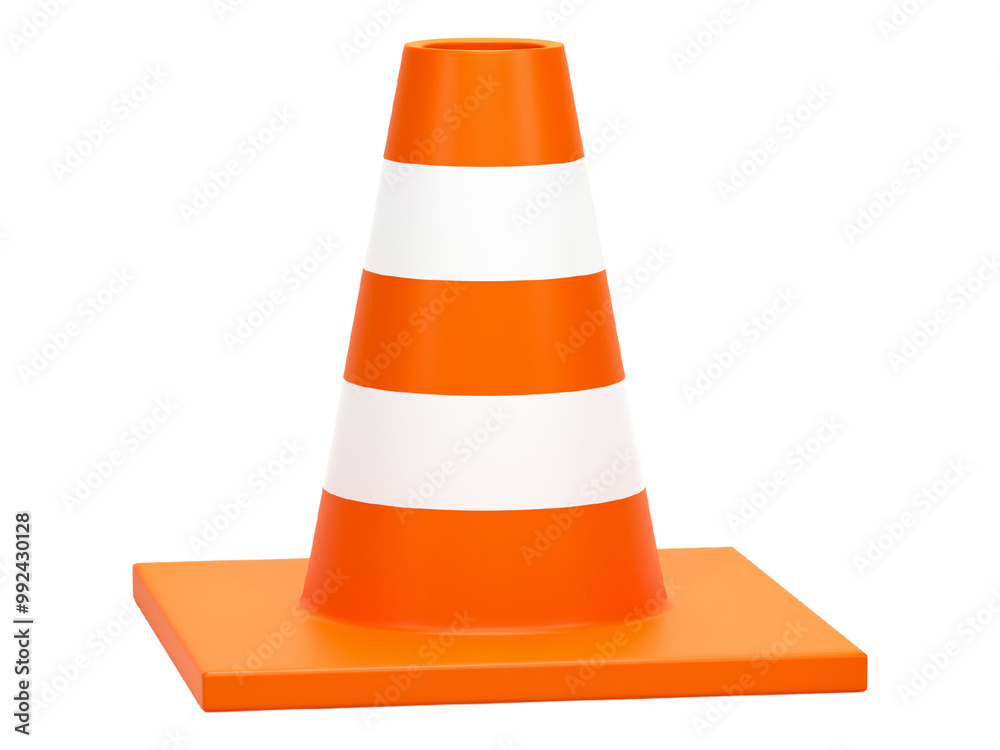 Traffic construction cone isolated on transparent background. 3D render. Traffic construction cone isolated on transparent background. 3D render.