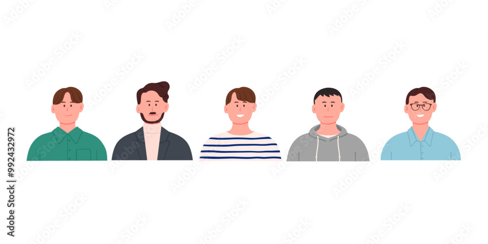 Diverse Young Men Portraits in Casual Attire Diverse Young Men Portraits in Casual Attire