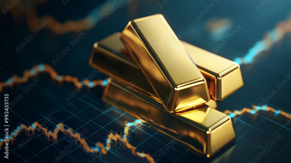 Gold Bars on Stock Market Chart Gold Bars on Stock Market Chart