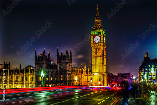 Big Ben Tower Westminster Bridge Nght Houses of Parliament Westminster London England