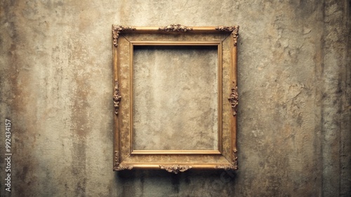 Vintage empty frame hanging on apartment wall , vintage, empty, frame, hanging, wall, apartment, interior, home decor, antique photo