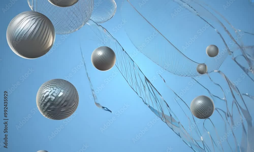 Blue Minimalist Abstract Geometric Spheres 4k Seamless Loop 3D Render