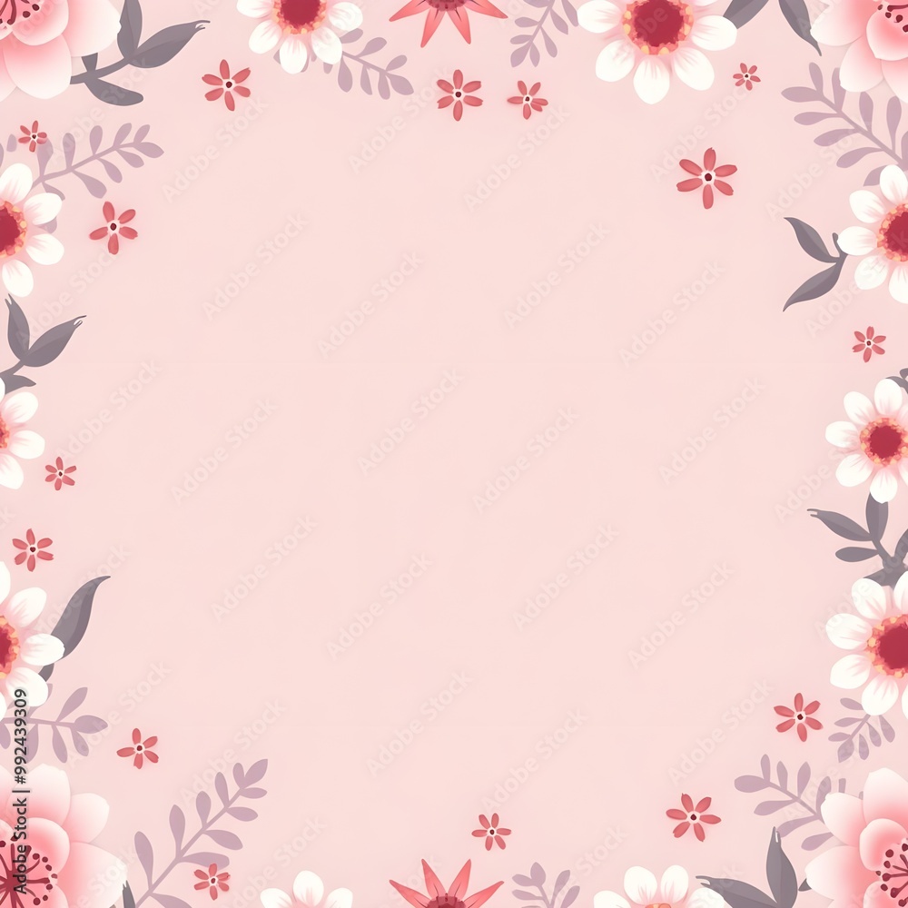 pink flower frame background. Generative ai pink flower frame background. Generative ai