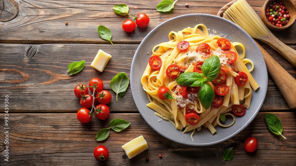 of a delicious pasta dish , Italian cuisine, food photography, homemade, spaghetti, tomato sauce, cheese, fresh ingredients of a delicious pasta dish , Italian cuisine, food photography, homemade, spaghetti, tomato sauce, cheese, fresh ingredients