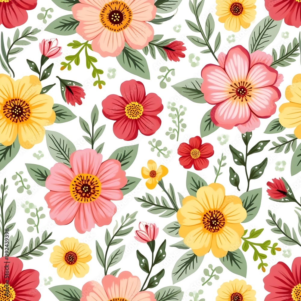 seamless pattern with flowers background. Generative ai seamless pattern with flowers background. Generative ai