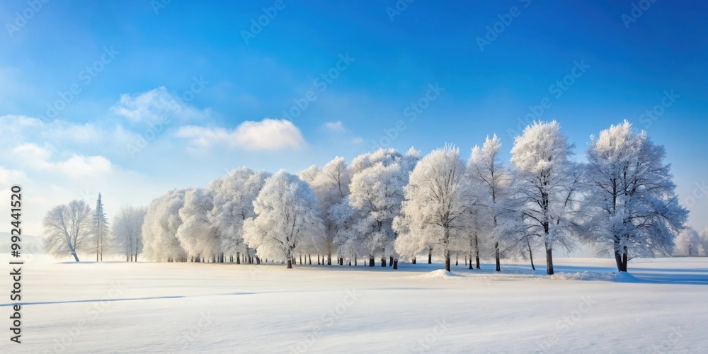 Winter landscape with stark trees covered in snow , cold, snowy, frosty, trees, nature, landscape, winter, white Winter landscape with stark trees covered in snow , cold, snowy, frosty, trees, nature, landscape, winter, white