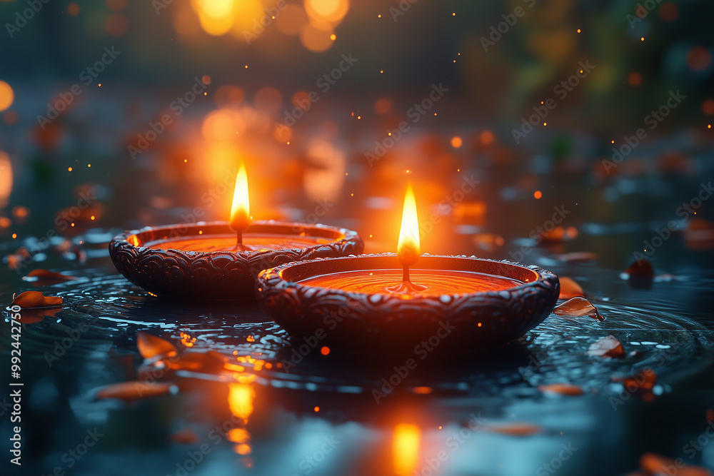 Diwali India ceremony, Indian traditional candles blurred background Diwali India ceremony, Indian traditional candles blurred background