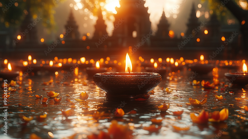 Diwali India ceremony, Indian traditional candles blurred background Diwali India ceremony, Indian traditional candles blurred background