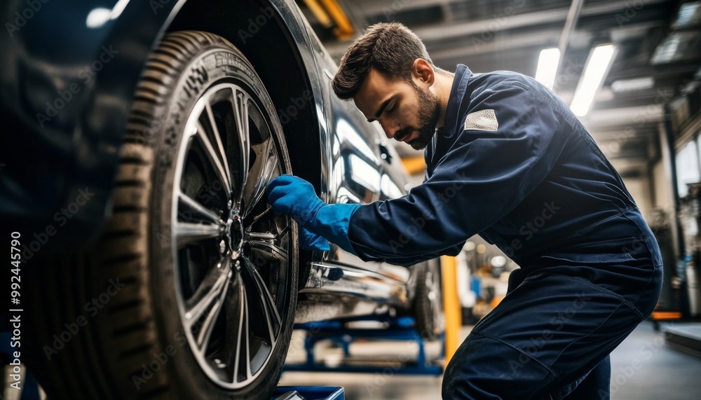 This image we can see mechanic working car Asian male technician This image we can see mechanic working car Asian male technician