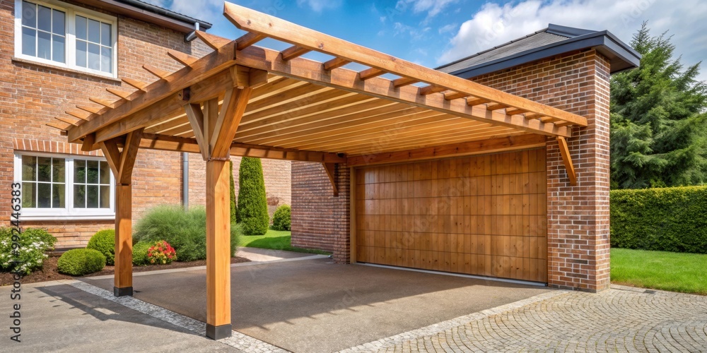 Wooden canopy over garage entrance , garage, home improvement, exterior, architecture, shelter, structure, wooden, canopy Wooden canopy over garage entrance , garage, home improvement, exterior, architecture, shelter, structure, wooden, canopy