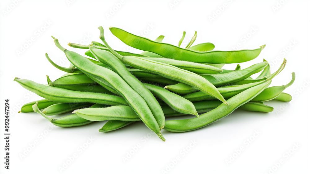 Cluster beans photographed isolated against a white background. Cluster beans photographed isolated against a white background.