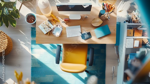 Modern Workspace Overhead View for Ergonomic Design photo