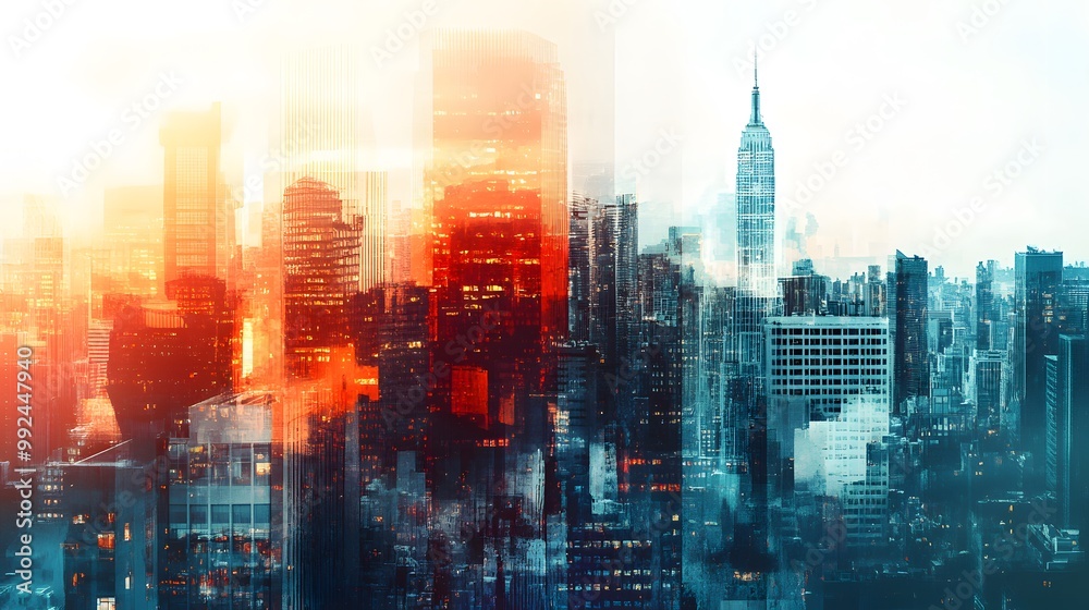 abstract business modern background with cityscape double exposure. abstract business modern background with cityscape double exposure.