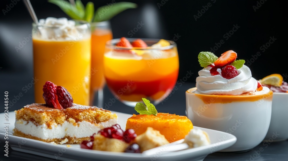 Delicious Desserts with Whipped Cream and Fruit Delicious Desserts with Whipped Cream and Fruit