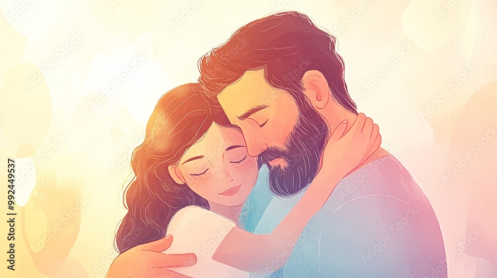 Family Hug with Gentle Colors Family Hug with Gentle Colors