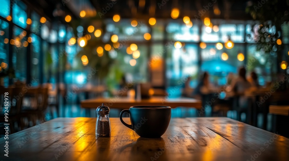 Interior restaurant cafe wooden table foreground there Blur Thai style Interior restaurant cafe wooden table foreground there Blur Thai style