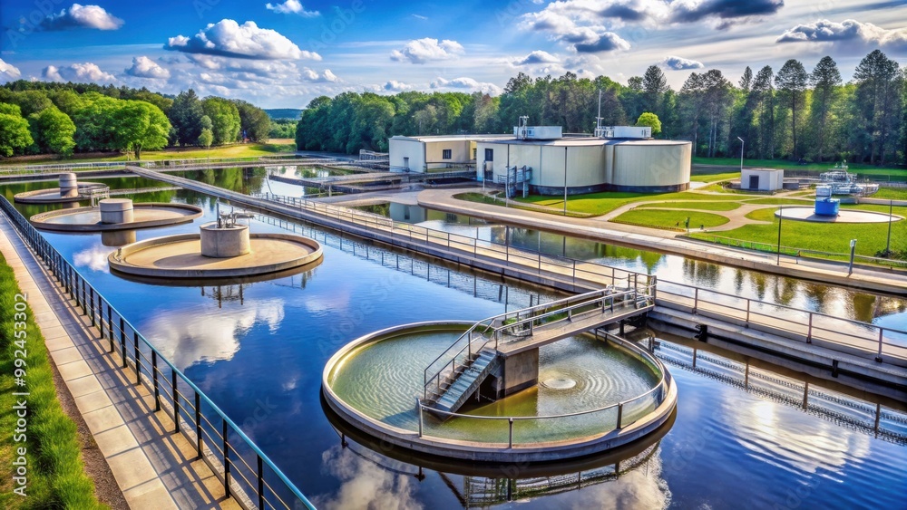 Fototapeta premium Water treatment plant and machinery in operation outside of Atlanta, Georgia , water treatment, plant, machinery