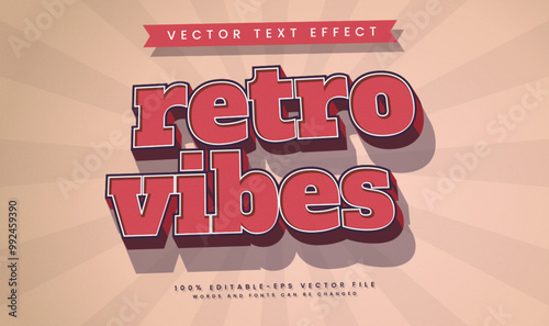 Retro vibes editable vector text effect, with old vintage concept