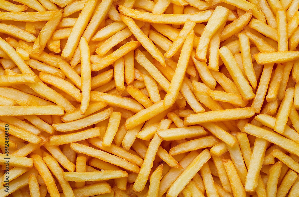 close-up of french fries with many golden and crisp cut strips close-up of french fries with many golden and crisp cut strips